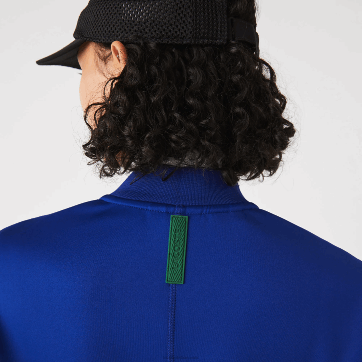mulheres Lacoste bdm azul jaqueta de pelúcia elástica de duas camadas 08D02625