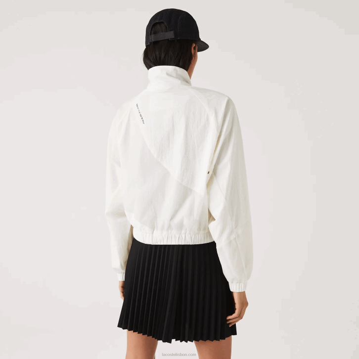 mulheres Lacoste branco 70v jaqueta de nylon forrada de malha 08D02626