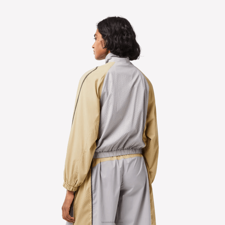 mulheres Lacoste cinza bege 7mt jaqueta bicolor oversized 08D02431