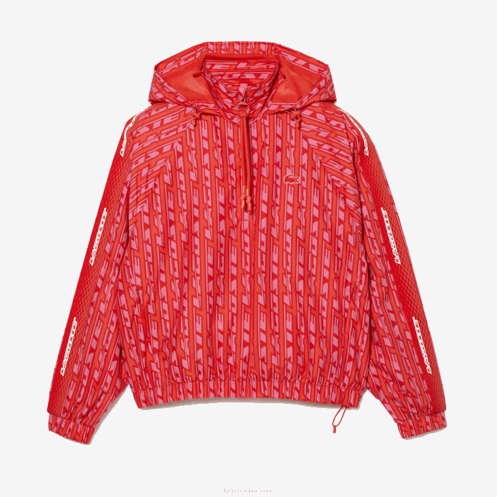 mulheres Lacoste laranja vermelho rosa zi1 jaqueta oversized com capuz 08D02438