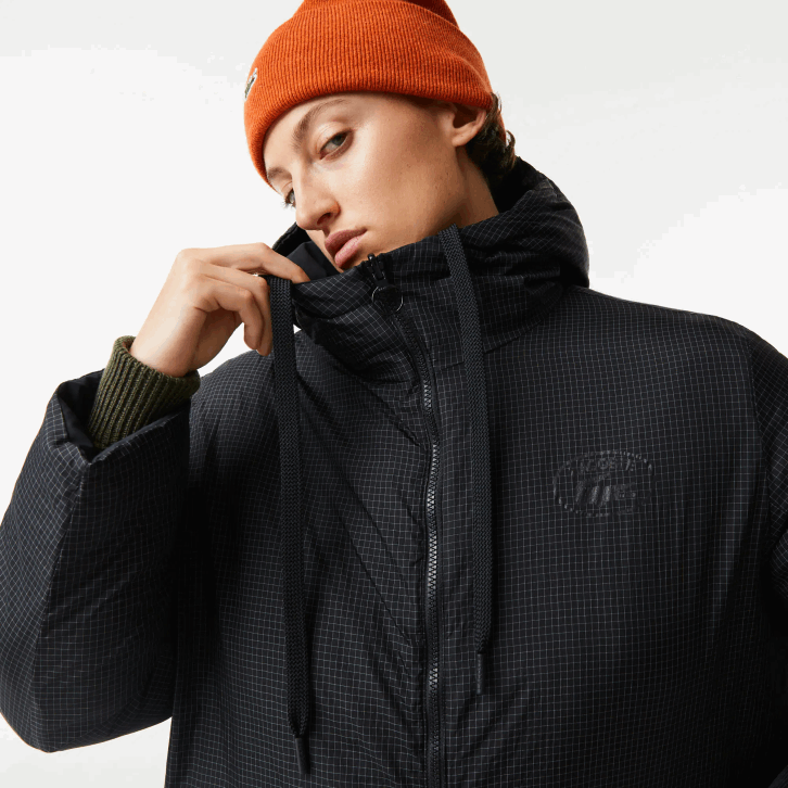 mulheres Lacoste preto 031 jaqueta longa reversível repelente de água 08D02613