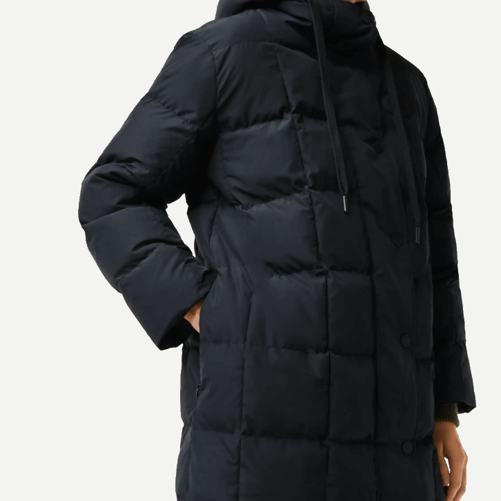 mulheres Lacoste preto 031 jaqueta longa reversível repelente de água 08D02613