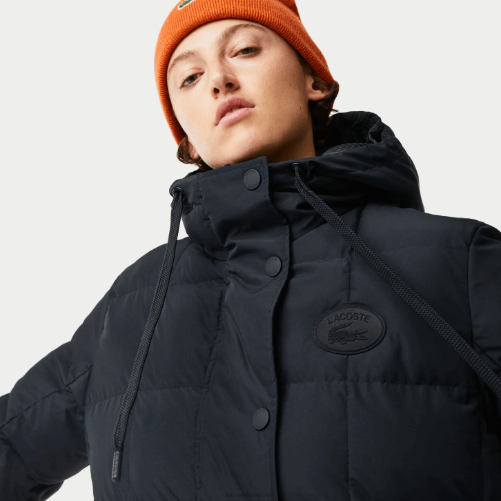 mulheres Lacoste preto 031 jaqueta longa reversível repelente de água 08D02613