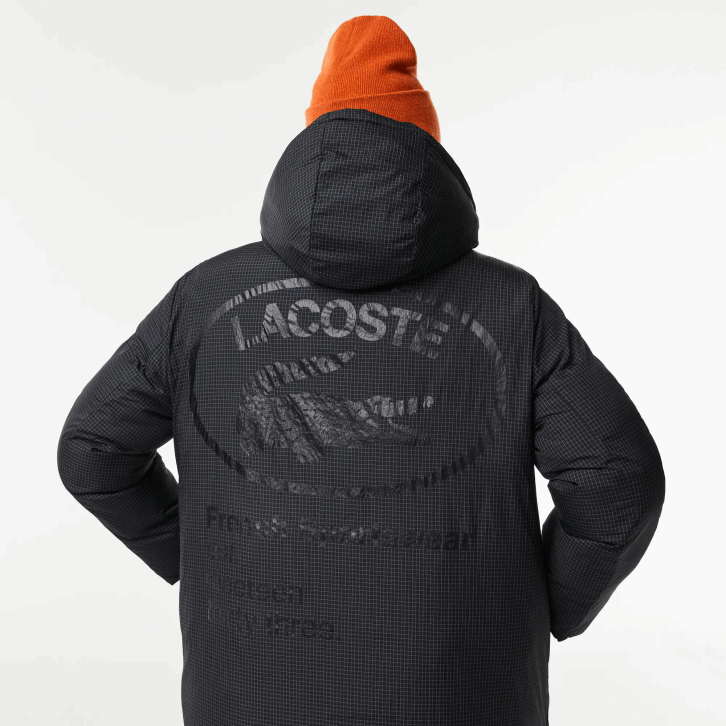 mulheres Lacoste preto 031 jaqueta longa reversível repelente de água 08D02613