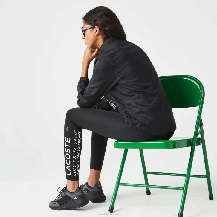 mulheres Lacoste preto 031 jaqueta repelente de água embalável esportiva 08D02619