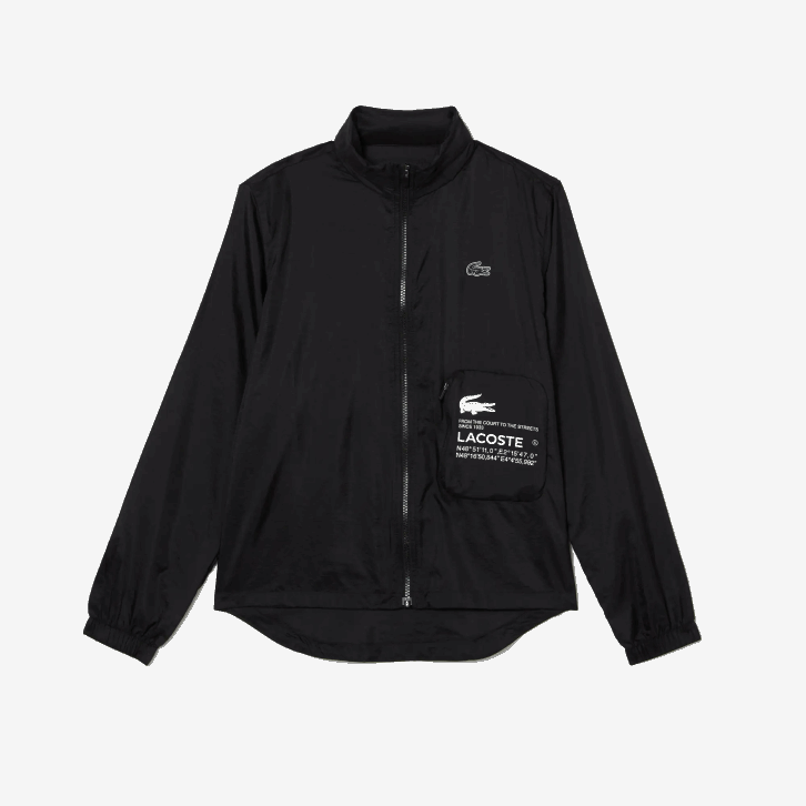 mulheres Lacoste preto 031 jaqueta repelente de água embalável esportiva 08D02619
