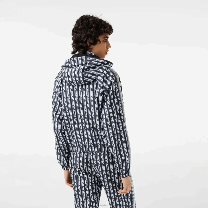 mulheres Lacoste preto azul branco zi8 jaqueta oversized com capuz 08D02437