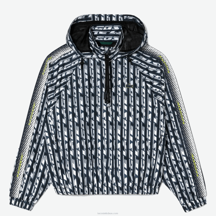 mulheres Lacoste preto azul branco zi8 jaqueta oversized com capuz 08D02437