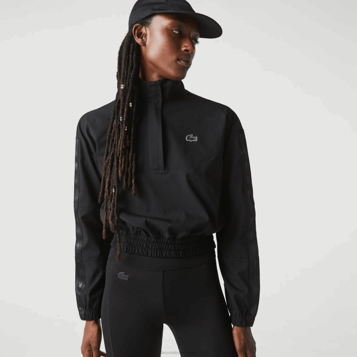 mulheres Lacoste preto c31 jaqueta esportiva de ajuste solto 08D02631