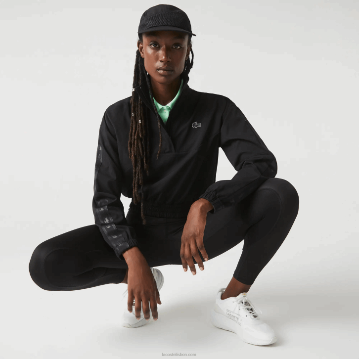mulheres Lacoste preto c31 jaqueta esportiva de ajuste solto 08D02631