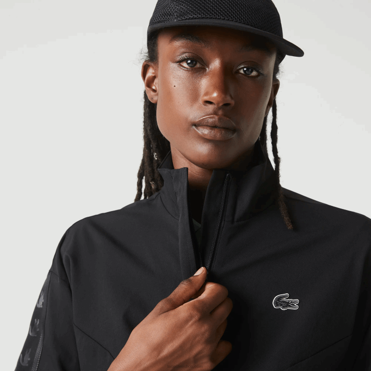 mulheres Lacoste preto c31 jaqueta esportiva de ajuste solto 08D02631
