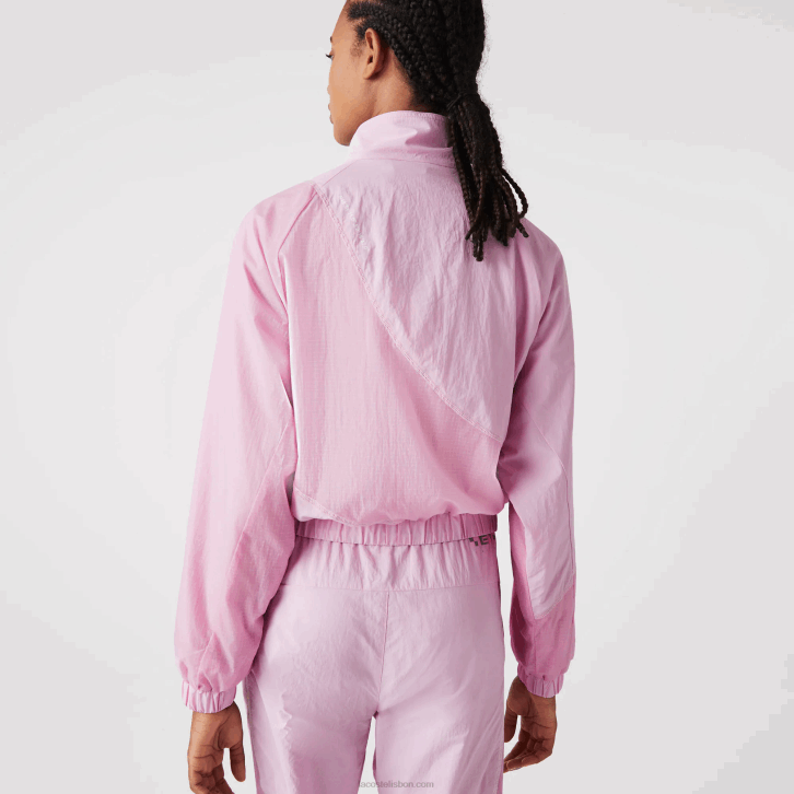 mulheres Lacoste rosa z4h jaqueta de nylon forrada de malha 08D02627