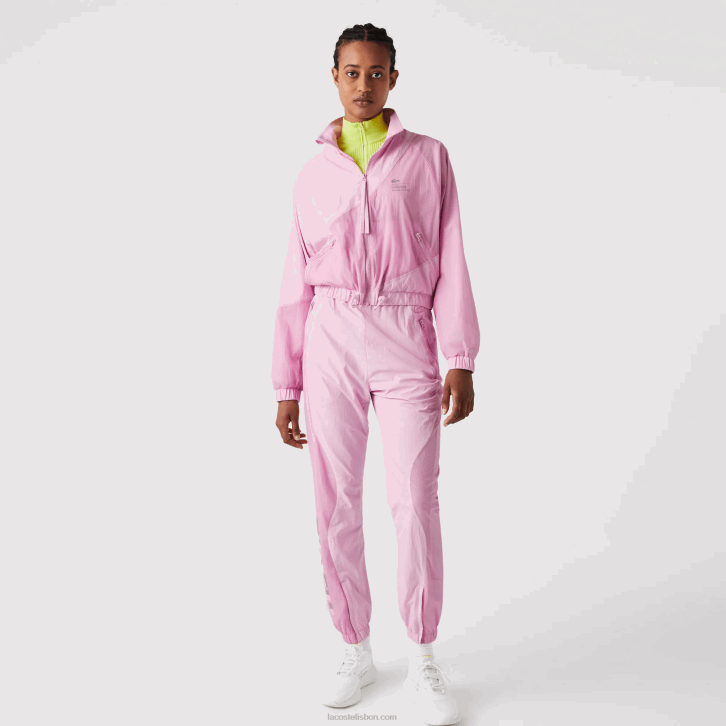 mulheres Lacoste rosa z4h jaqueta de nylon forrada de malha 08D02627