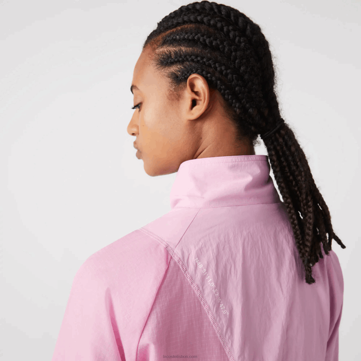 mulheres Lacoste rosa z4h jaqueta de nylon forrada de malha 08D02627