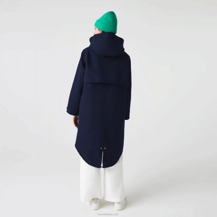 mulheres Lacoste azul marinho laranja pf1 parka 3 em 1 repelente de água 08D02629