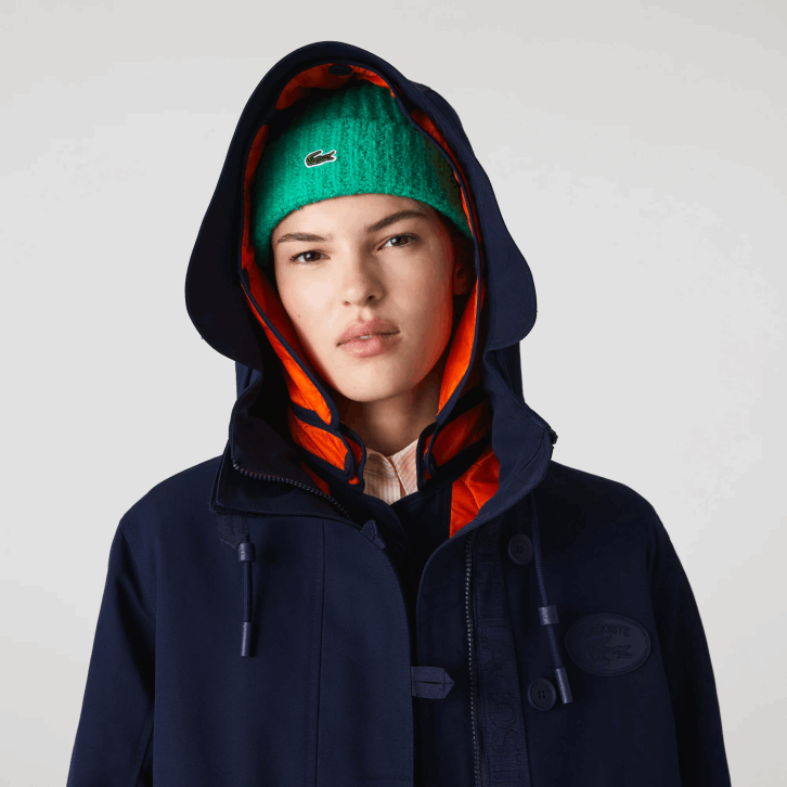 mulheres Lacoste azul marinho laranja pf1 parka 3 em 1 repelente de água 08D02629