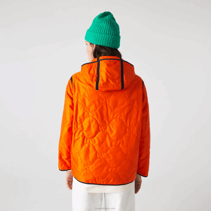 mulheres Lacoste azul marinho laranja pf1 parka 3 em 1 repelente de água 08D02629