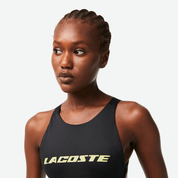 mulheres Lacoste preto 031 Fato de banho de poliéster reciclado de peça única 08D02459