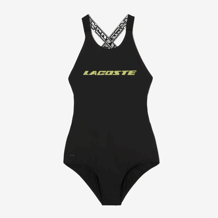 mulheres Lacoste preto 031 Fato de banho de poliéster reciclado de peça única 08D02459