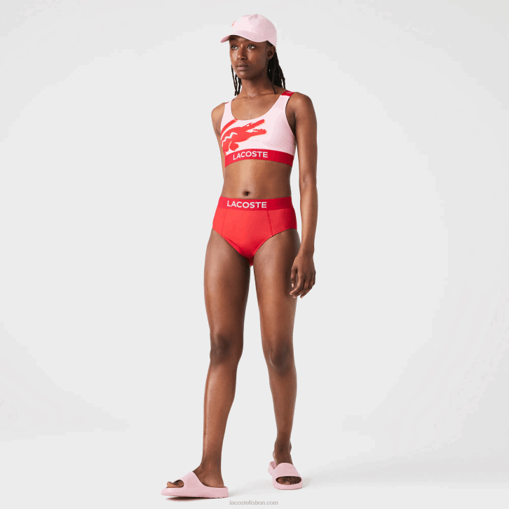 mulheres Lacoste pwy vermelho azul estampa de biquíni 08D02662