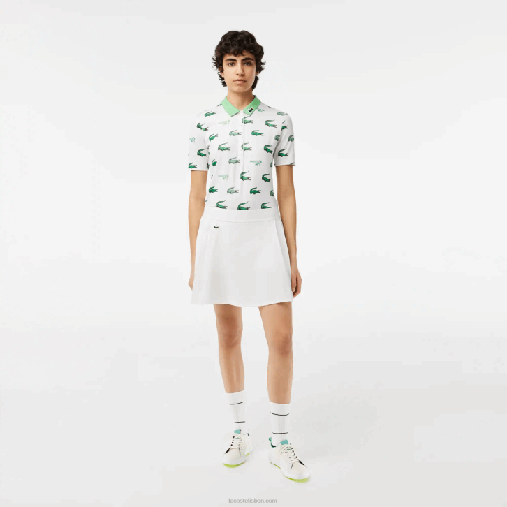 mulheres Lacoste Nova York branca saia de golfe curta embutida esportiva 08D02419