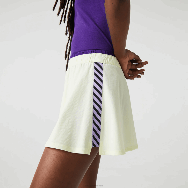 mulheres Lacoste amarelo roxo 4xk saia de tênis curta embutida esportiva 08D02592