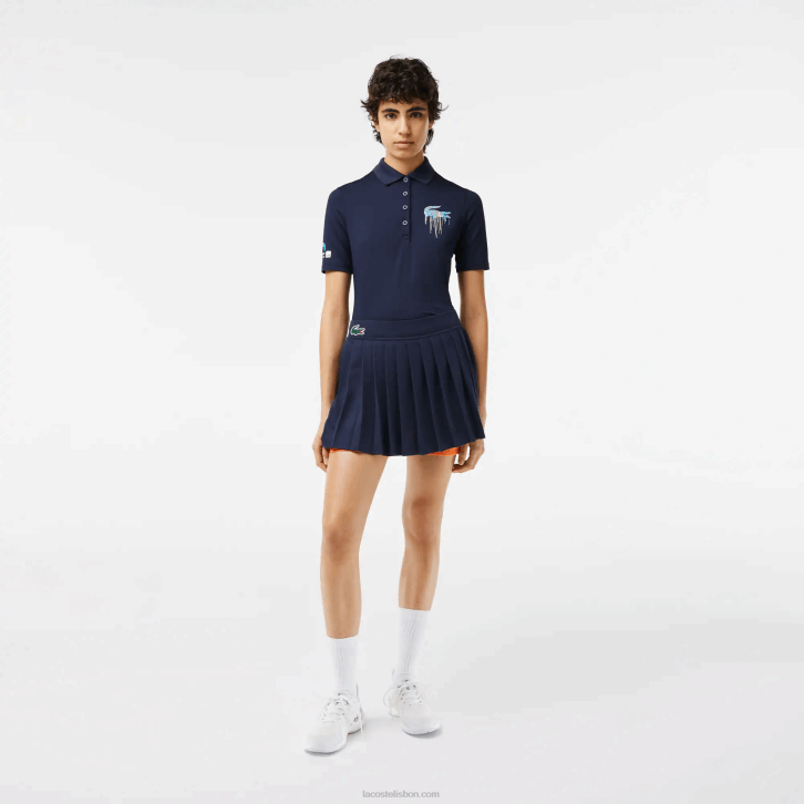 mulheres Lacoste azul laranja t5i saia esportiva miami edição aberta 08D02423