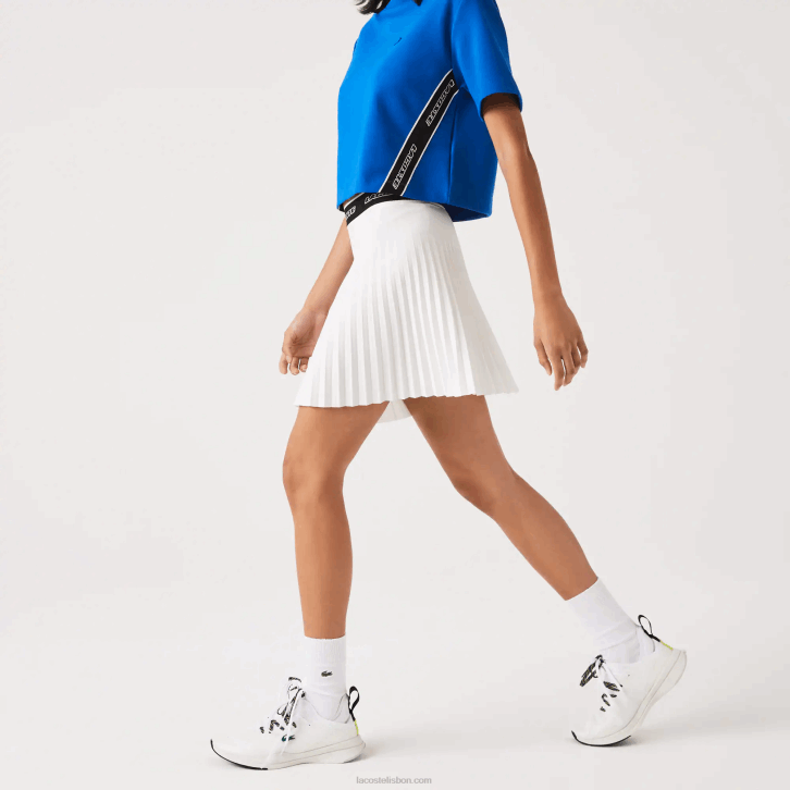 mulheres Lacoste branco 70v saia plissada cintura elástica 08D02353