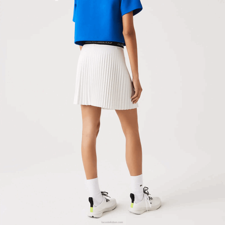 mulheres Lacoste branco 70v saia plissada cintura elástica 08D02353