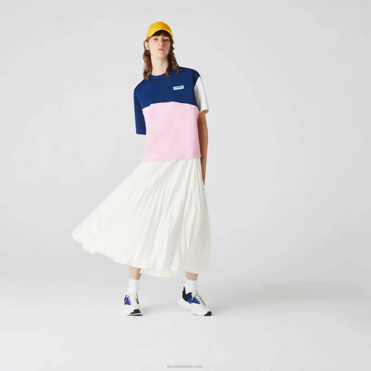 mulheres Lacoste branco 70v saia plissada com elástico de marca 08D02603