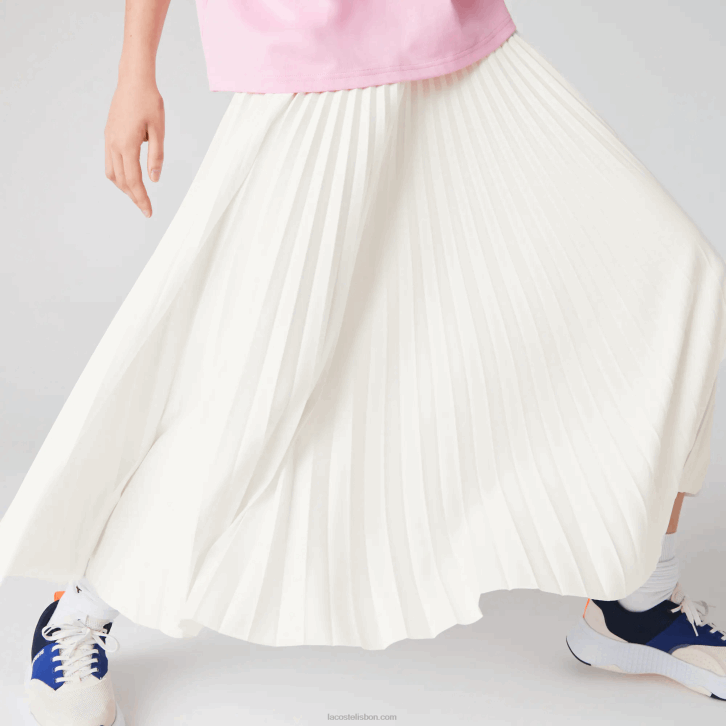 mulheres Lacoste branco 70v saia plissada com elástico de marca 08D02603