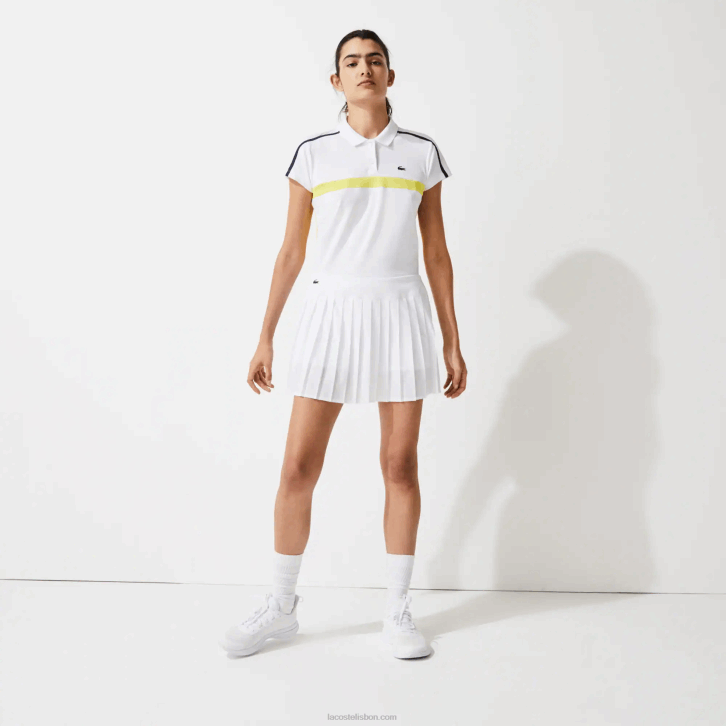 mulheres Lacoste branco z92 saia plissada de malha técnica de tênis esportivo 08D02612