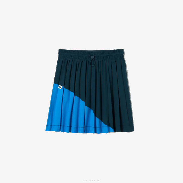 mulheres Lacoste luh azul saia plissada de nylon color block 08D02595