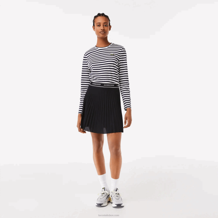 mulheres Lacoste preto 031 saia plissada cintura elástica 08D02352