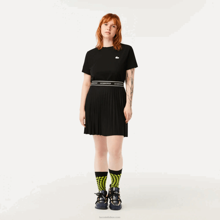 mulheres Lacoste preto 031 saia plissada cintura elástica 08D02352