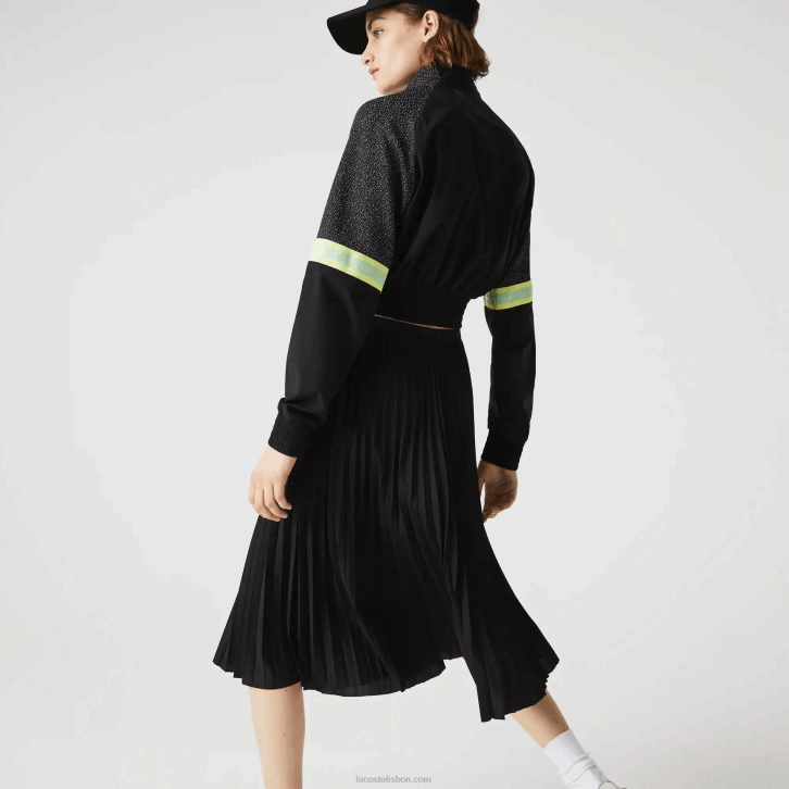 mulheres Lacoste preto 031 saia plissada fluida cintura elástica 08D02601