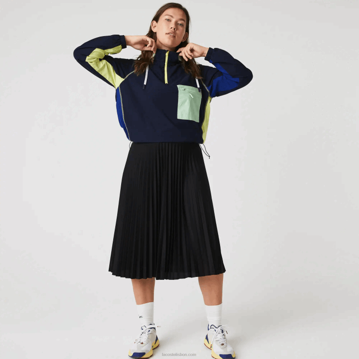 mulheres Lacoste preto 031 saia plissada fluida cintura elástica 08D02601