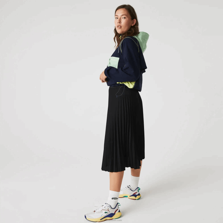mulheres Lacoste preto 031 saia plissada fluida cintura elástica 08D02601