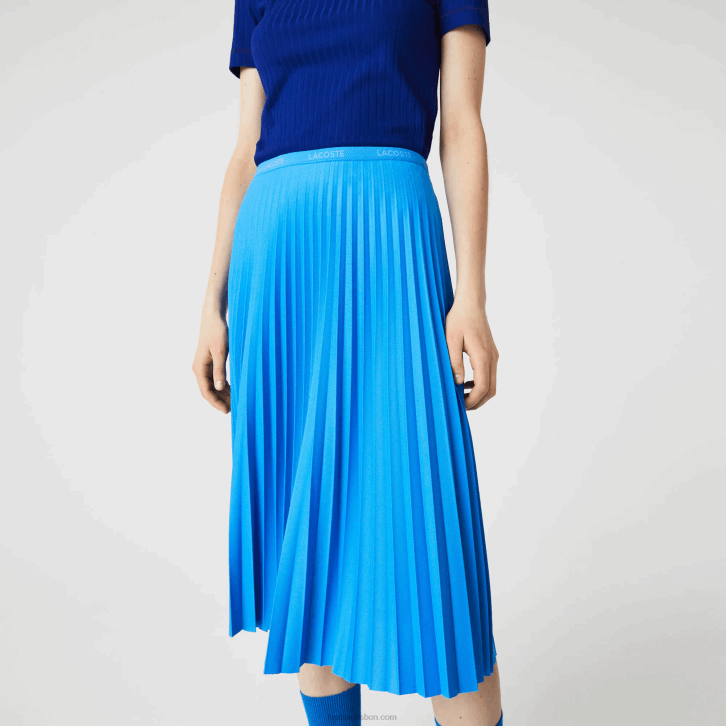 mulheres Lacoste ptv azul saia plissada fluida cintura elástica 08D02600