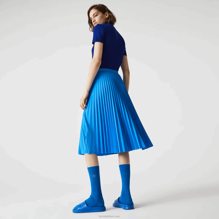 mulheres Lacoste ptv azul saia plissada fluida cintura elástica 08D02600