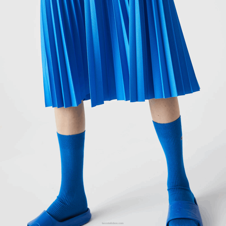 mulheres Lacoste ptv azul saia plissada fluida cintura elástica 08D02600