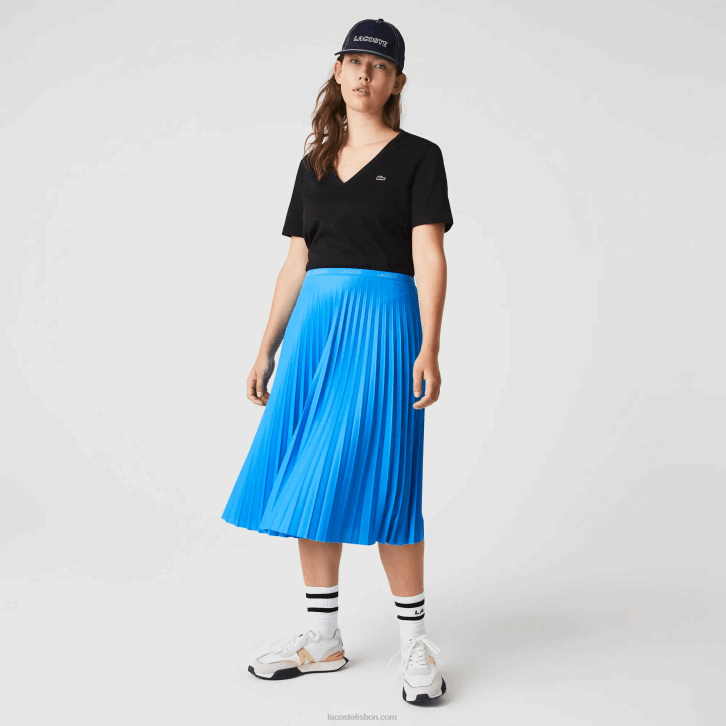 mulheres Lacoste ptv azul saia plissada fluida cintura elástica 08D02600