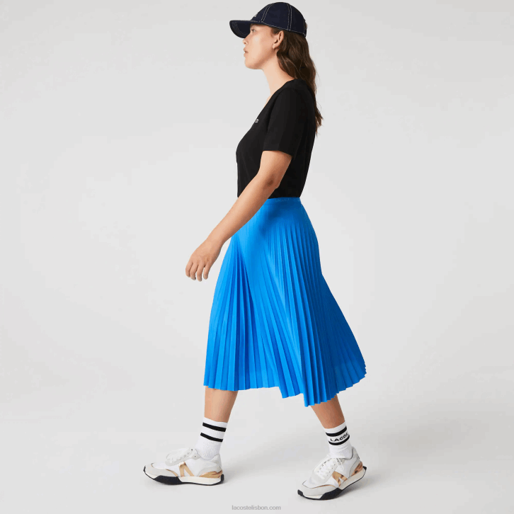 mulheres Lacoste ptv azul saia plissada fluida cintura elástica 08D02600