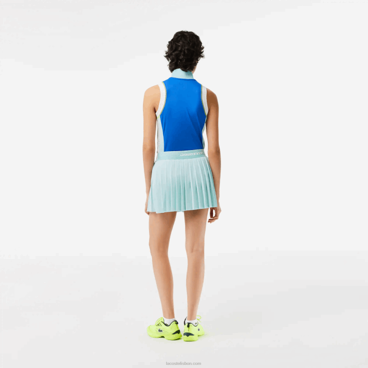 mulheres Lacoste tid verde claro amarelo saias plissadas de tênis com shorts embutidos 08D02389