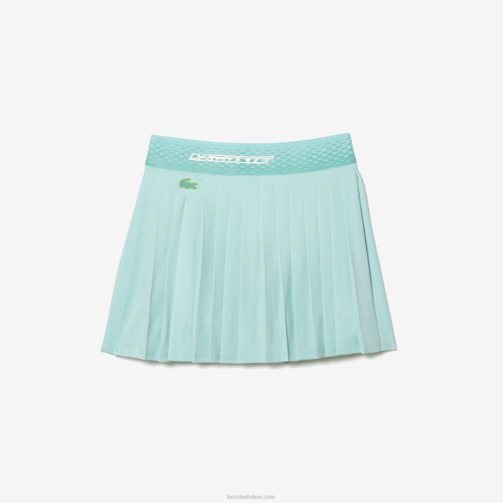 mulheres Lacoste tid verde claro amarelo saias plissadas de tênis com shorts embutidos 08D02389