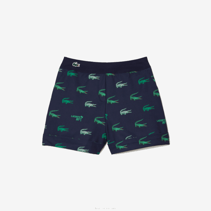 mulheres Lacoste azul marinho 166 bermuda estampada leve de golfe 08D02447