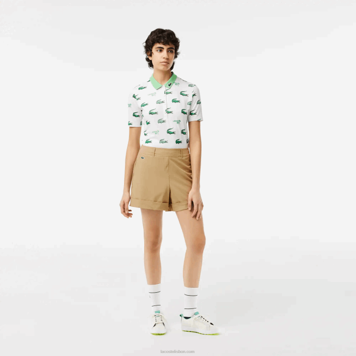 mulheres Lacoste bege cb8 bermudas esportivas de golfe 08D02452