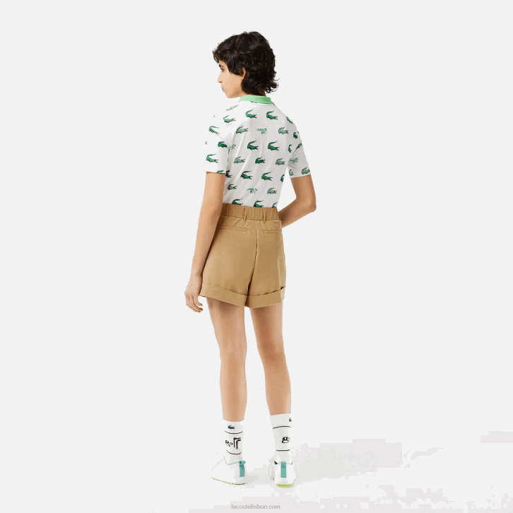mulheres Lacoste bege cb8 bermudas esportivas de golfe 08D02452