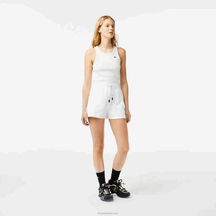 mulheres Lacoste branco 001 shorts lisos 08D02445