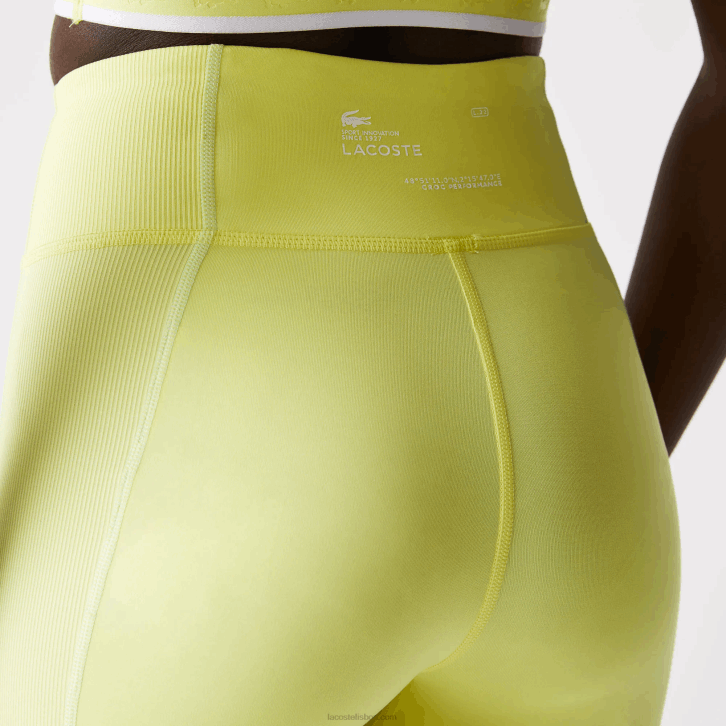 mulheres Lacoste bzc verde amarelo chamativo shorts de bicicleta esportiva 08D02655